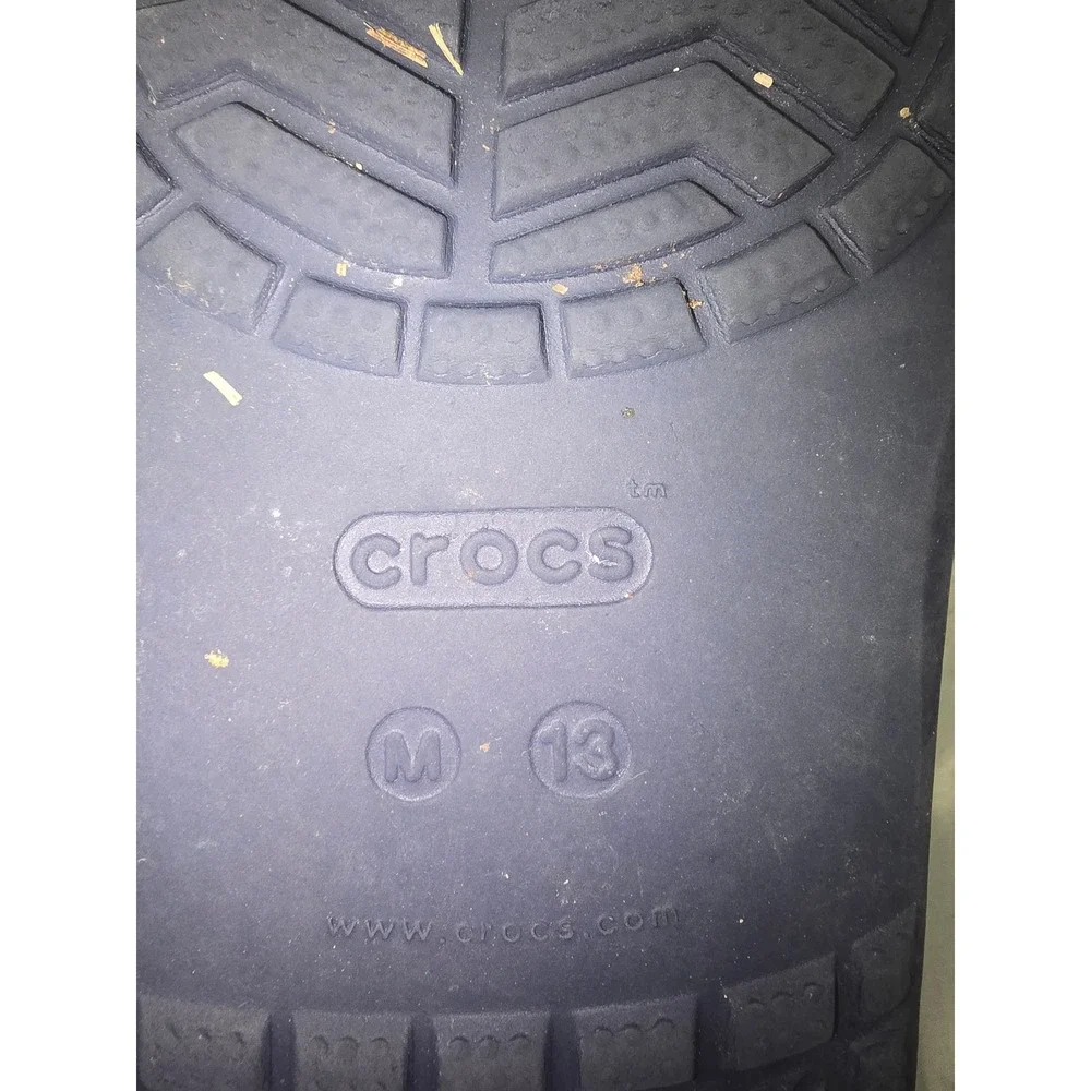 Crocs Slides Navy Blue White Mens Size 13 Sporty Sandals